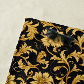 Monogram Zwart Goud Classy Elegant Patroon Strandlaken (In situ)