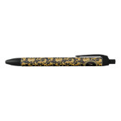 Monogram Zwart Goud Classy Elegant Patroon Zwarte Inkt Pen (Bovenkant)