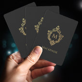 Monogram Zwart Goud  Crest Elegant Initiaal Pokerkaarten