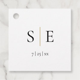 Monogram Zwart Goud Elegant Bruiloft Bedankjes Labels