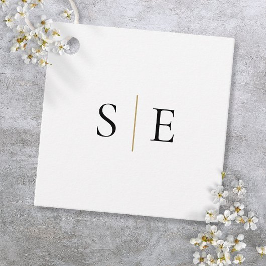 Monogram Zwart Goud Elegant Minimalistisch Bedankjes Labels