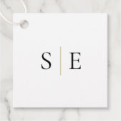 Monogram Zwart Goud Elegant Minimalistisch Bedankjes Labels (Voorkant)