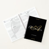 Monogram Zwart Goud Elegant Script Naam Recept Notitieboek (Binnen)