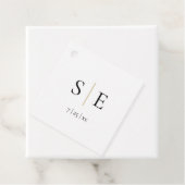 Monogram Zwart Goud Elegante Trouw Bedankjes Labels (In situ)