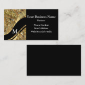 Monogram zwart goud en wervelpatroon visitekaartje (Voorkant / Achterkant)