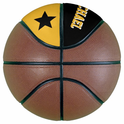 Monogram zwart, goud en wit basketbal (Rechts)