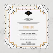 Monogram zwart, goud en witte kunst Deco Bridal Kaart (Voorkant / Achterkant)