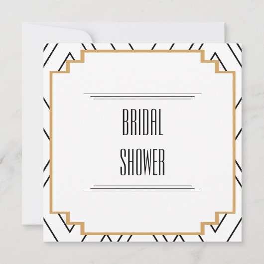 Monogram zwart, goud en witte kunst Deco Bridal Kaart (Achterkant)