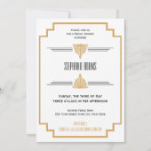 Monogram zwart, goud en witte kunst Deco Bridal Kaart (Voorkant)