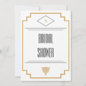 Monogram zwart, goud en witte kunst Deco Bridal Kaart (Achterkant)