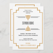 Monogram zwart, goud en witte kunst Deco Bridal Kaart (Voorkant / Achterkant)