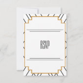 Monogram zwart, goud en witte kunst Deco RSVP Kaartje (Achterkant)