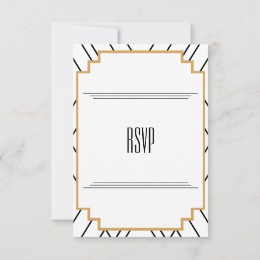 Monogram zwart, goud en witte kunst Deco RSVP Kaartje (Achterkant)