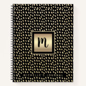 Monogram zwart goud folie gewaagd modern script lu notitieboek (Voorkant)