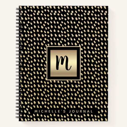 Monogram zwart goud folie gewaagd modern script lu notitieboek (Voorkant)