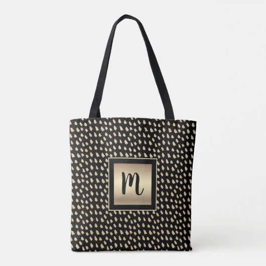 Monogram zwart goud folie script modern vet luxe tote bag (Achterkant)