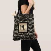 Monogram zwart goud folie script modern vet luxe tote bag (Dichtbij)