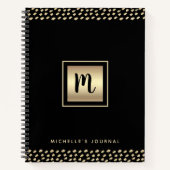 Monogram zwart goud folie script stippen modern bo notitieboek (Voorkant)