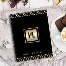 Monogram zwart goud folie script stippen modern bo
