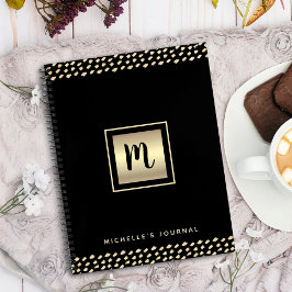 Monogram zwart goud folie script stippen modern bo notitieboek