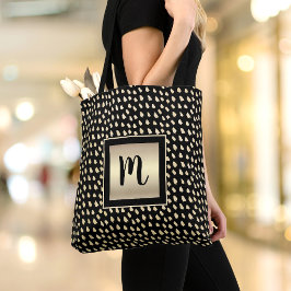 Monogram zwart goud folie script stippen modern bo tote bag