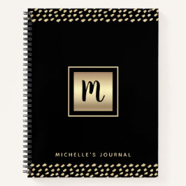 Monogram zwart goud folie script stippen modern ve notitieboek