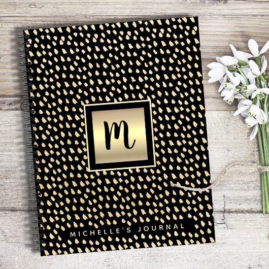 Monogram zwart goud folie vet moderne script luxe notitieboek