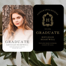 Monogram Zwart Goud Foto Afstuderen