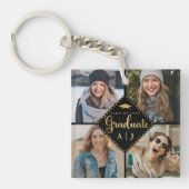 Monogram Zwart Goud Fotocollage Afstuderen Sleutelhanger (voorkant)