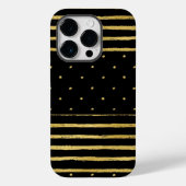 Monogram Zwart Goud Gestreept Case-Mate iPhone Case (Achterkant)