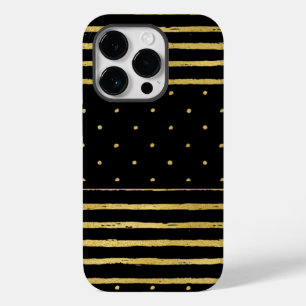 Monogram Zwart Goud Gestreept Case-Mate iPhone 14 Pro Hoesje