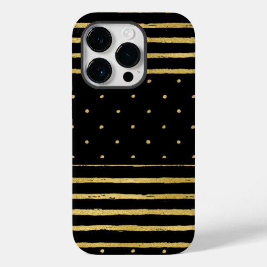 Monogram Zwart Goud Gestreept Case-Mate iPhone Case (Achterkant)