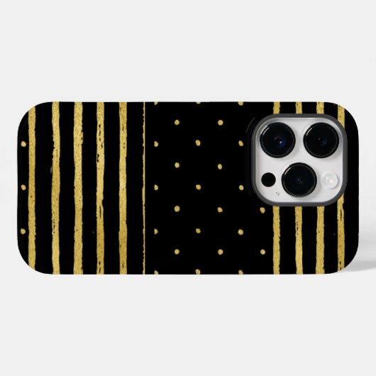 Monogram Zwart Goud Gestreept Case-Mate iPhone Case (Achterkant (horizontaal))