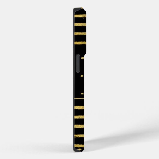 Monogram Zwart Goud Gestreept Case-Mate iPhone Case (Achterkant / Rechts)