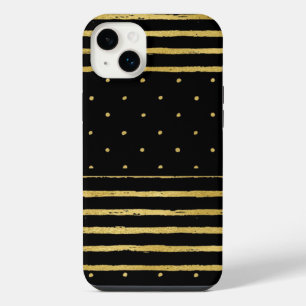 Monogram Zwart Goud Gestreept Stippen -Mate iPhone