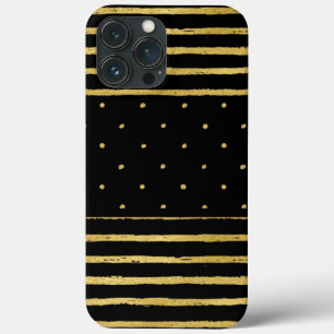 Monogram Zwart Goud Gestreepte Stippen Case-Mate iPhone Case