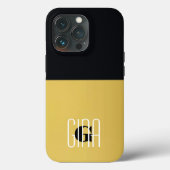 Monogram Zwart Goud & Girly Initiaal Case-Mate iPhone Case (Achterkant)