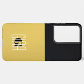 Monogram Zwart & Goud Girly Initiaal Samsung Galaxy Hoesje (Linkerkant)