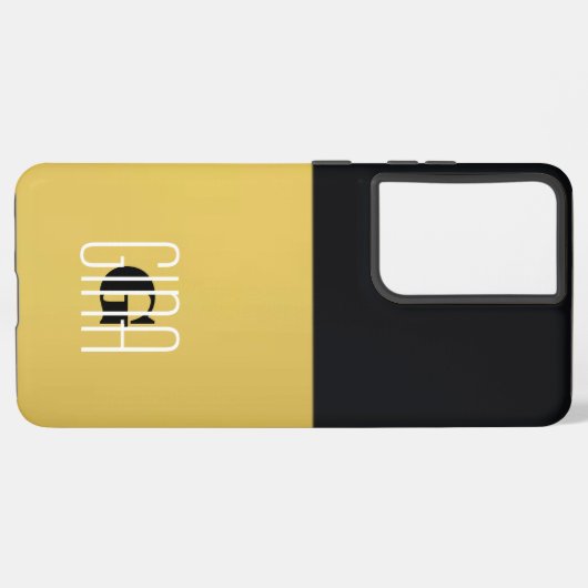 Monogram Zwart Goud & Girly  Initiaal Samsung Galaxy Hoesje (Linkerkant)