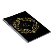 Monogram Zwart Goud Glitter Dagboek Notitieboek (Rechterzijde)