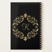 Monogram Zwart Goud Glitter Trendsettend Stijlvol Planner (Achterkant)