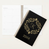 Monogram Zwart Goud Glitter Trendsettend Stijlvol Planner (Display)