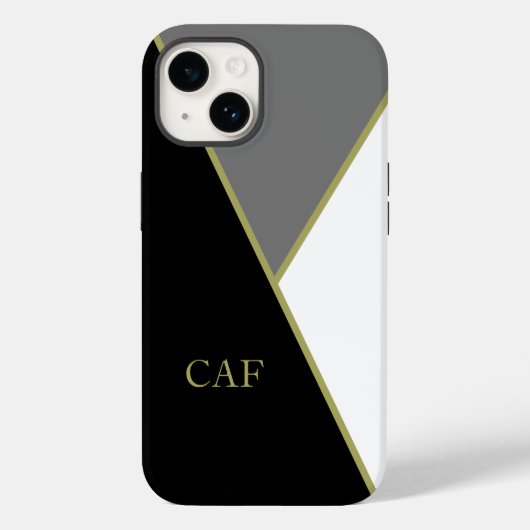 Monogram Zwart Goud Grijs Wit Geometrisch Modern Case-Mate iPhone Case (Achterkant)