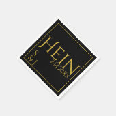 Monogram Zwart Goud Initialen Datum bruiloft Servet (Hoek)