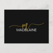 Monogram zwart goud kleur persoonlijk briefkaart (Voorkant)