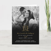 Monogram zwart goud kroon bruiloft maaltijd optie  (Voorkant)