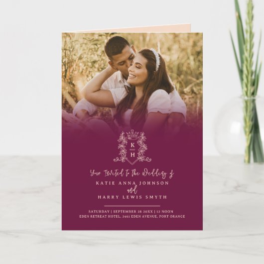 Monogram zwart goud kroon bruiloft maaltijd optie  (Voorkant)