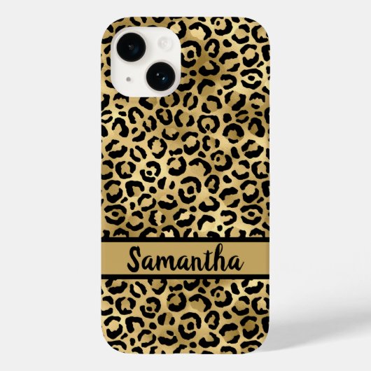Monogram Zwart Goud Luipaard Print Case-Mate iPhone Case (Achterkant)