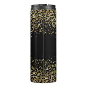 Monogram Zwart Goud Luipaardprint Glitter Overlay Thermosbeker (Achterkant)