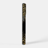 Monogram Zwart Goud Luipaardprint Stijlvol Chic iPhone 15 Case (Rechterkant)